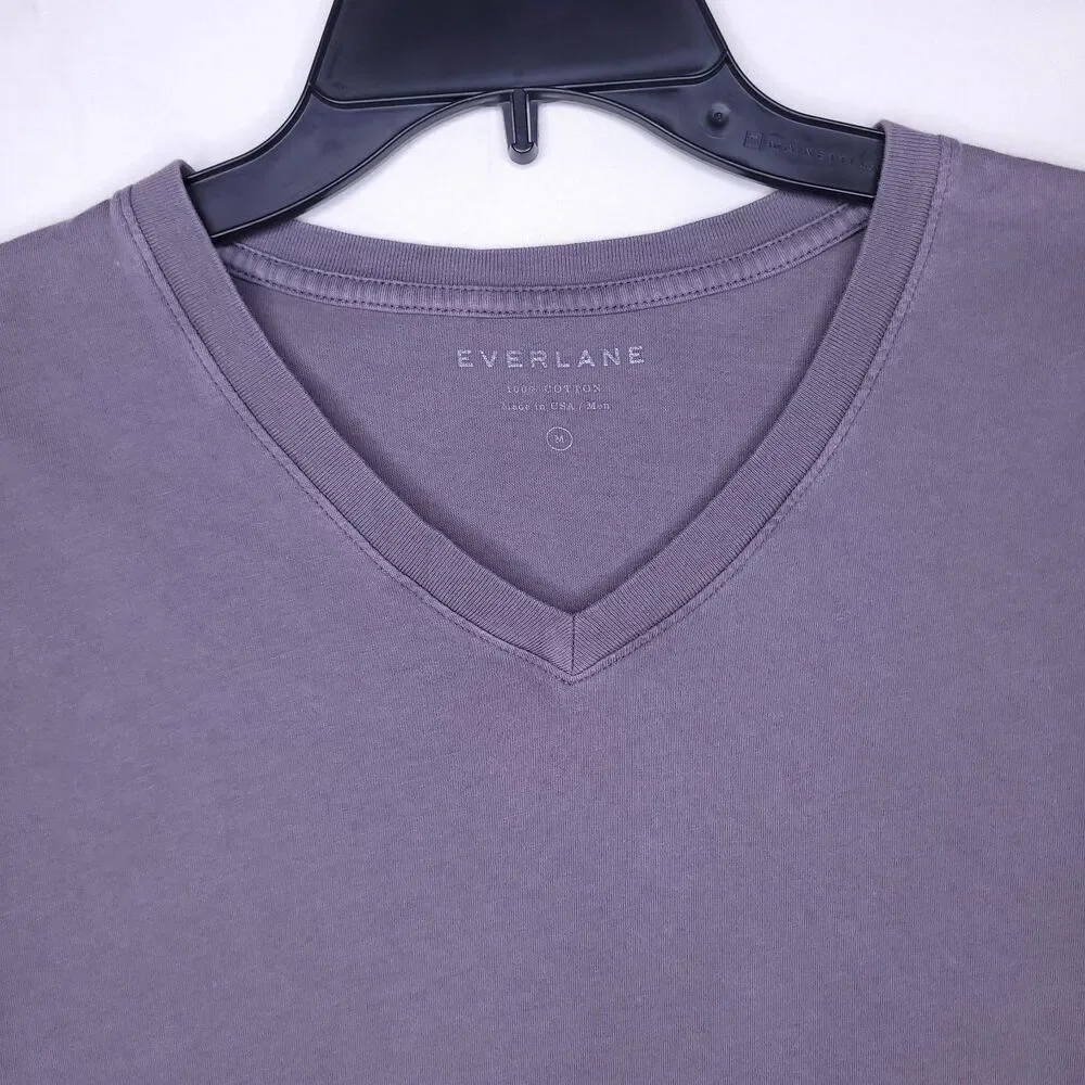 Everlane T Shirt Mens Medium Gray V Neck Cotton Made In USA - Picture 2 of 11